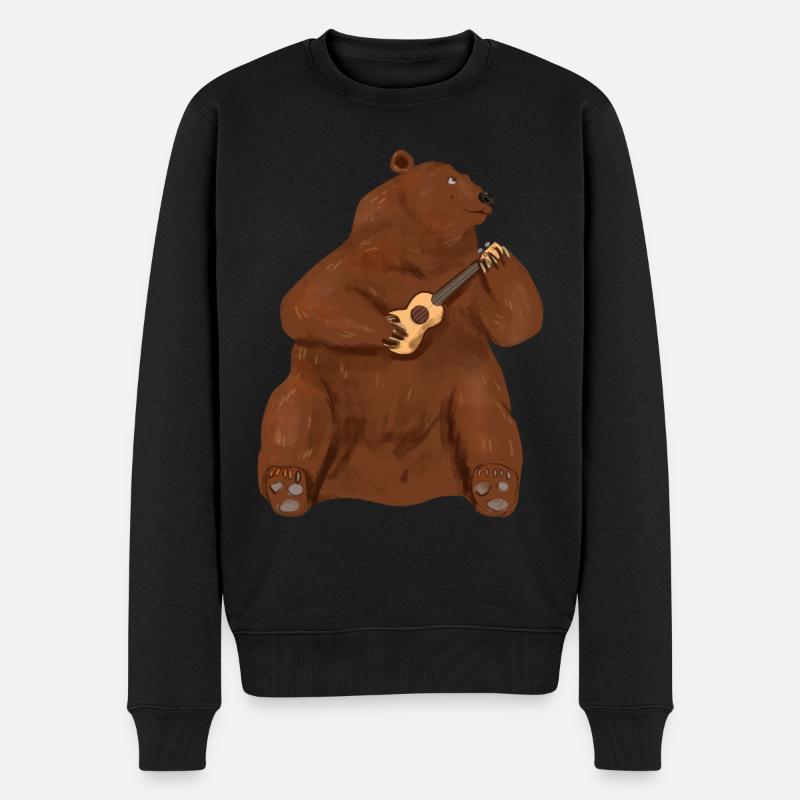 Ukulele - Männer Premium Bio Pullover - Schwarz