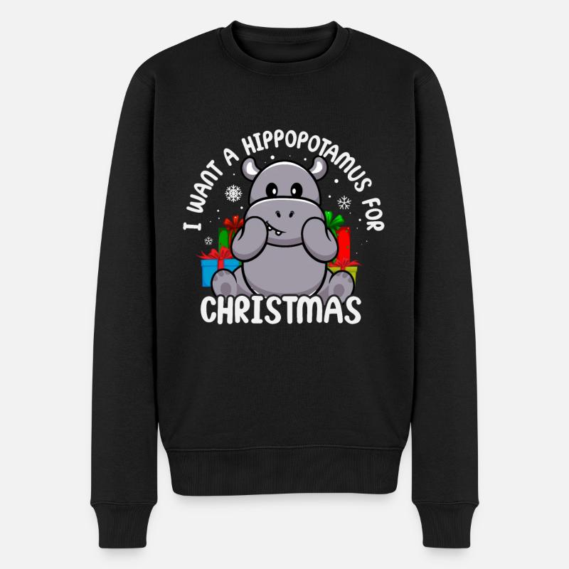 Noël hippopotame Père Noël - Pull Premium bio Homme - noir