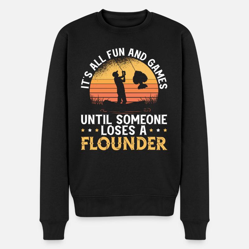Flunder Fishing Fischfänger Sommerflunder - Männer Premium Bio Pullover - Schwarz