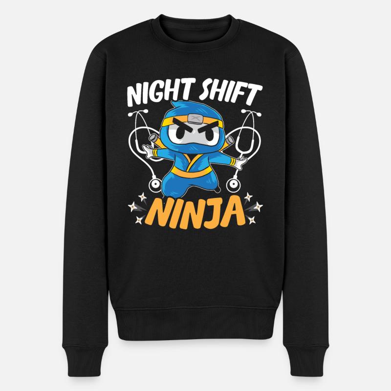 Nachtschicht-Angestellter Arzt Nachtschicht Ninja - Männer Premium Bio Pullover - Schwarz