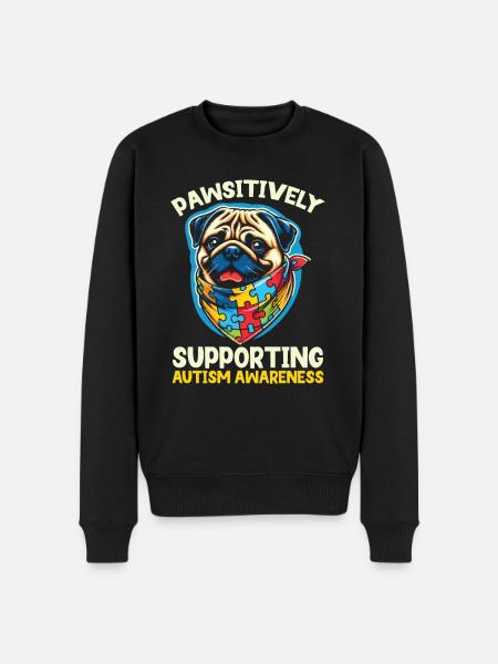 Autism Pug Autistic Dog Lover - Men's Premium Organic Jumper - black