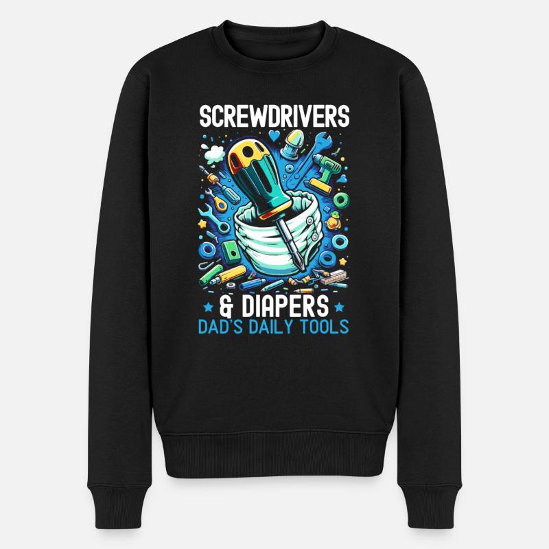 Vatertag, Mechaniker, Vaterschaft, Bester Papa - Männer Premium Bio Pullover - Schwarz