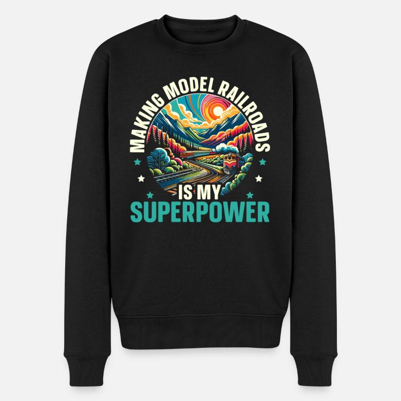 Modelleisenbahn - Männer Premium Bio Pullover - Schwarz