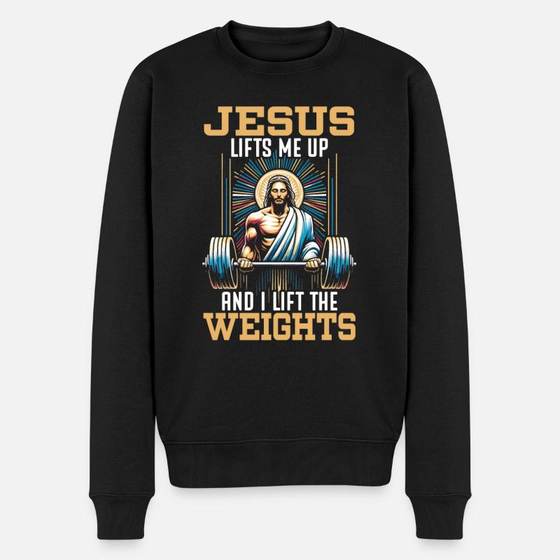 religion religion christianisme haltérophilie jésus - Pull Premium bio Homme - noir