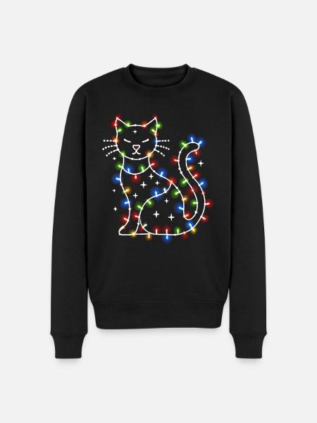 Cat Christmas Holiday Time - Men's Premium Organic Jumper - black