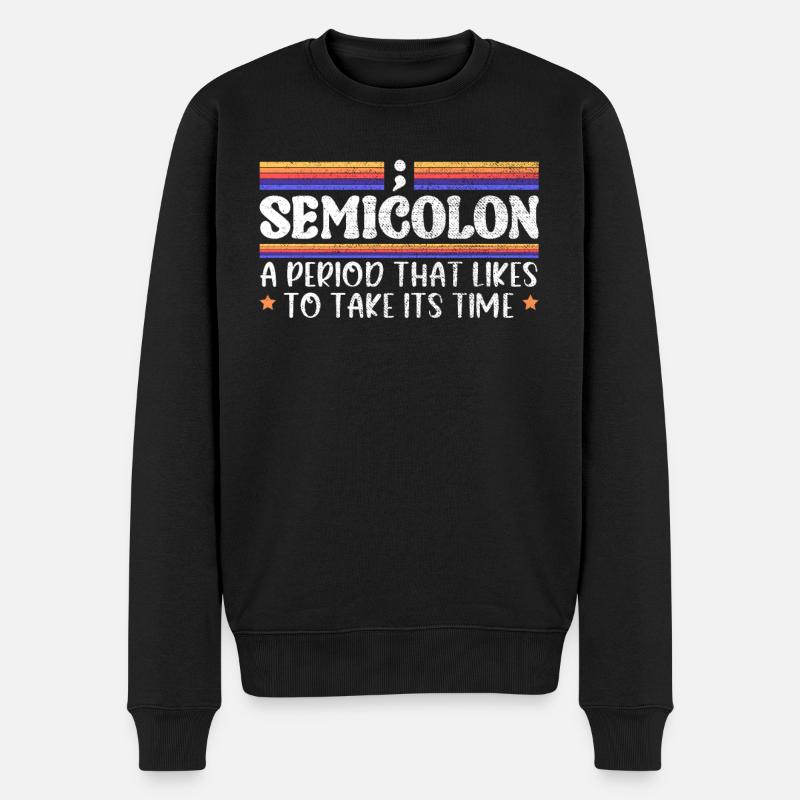 Grammatik Englisch lustig - Männer Premium Bio Pullover - Schwarz