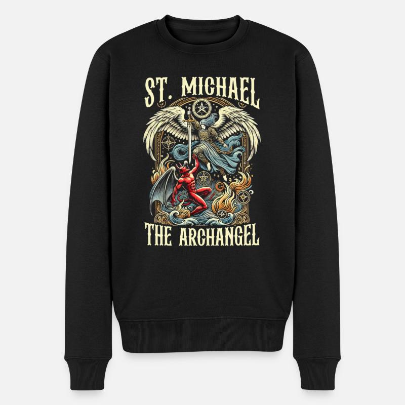 Heiliger Michael Erzengel Gebet Katholisch - Männer Premium Bio Pullover - Schwarz