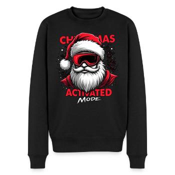 Weihnachtsmann mit Skibrille - Christmas Mode - Männer Premium Bio Pullover - Schwarz - Vorne - Nico (187cm)