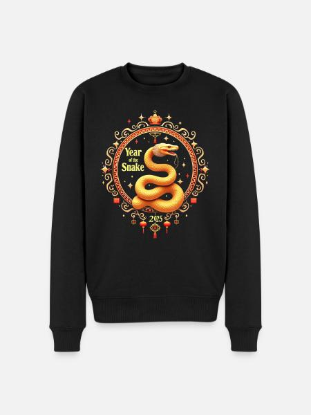 Chine heureuse - Serpent 2025 - Pull Premium bio Homme - noir