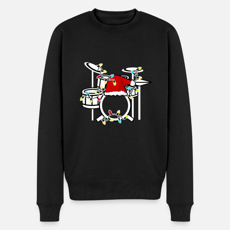Drummer Trommel Weihnachten Schlagzeuger Geschenk - Männer Premium Bio Pullover - Schwarz