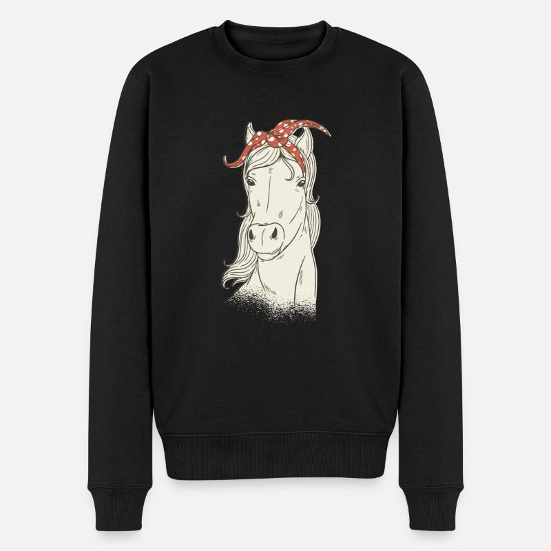 Pferde Geschenk Pferdebesitzer Reitsport Reiterin - Männer Premium Bio Pullover - Schwarz