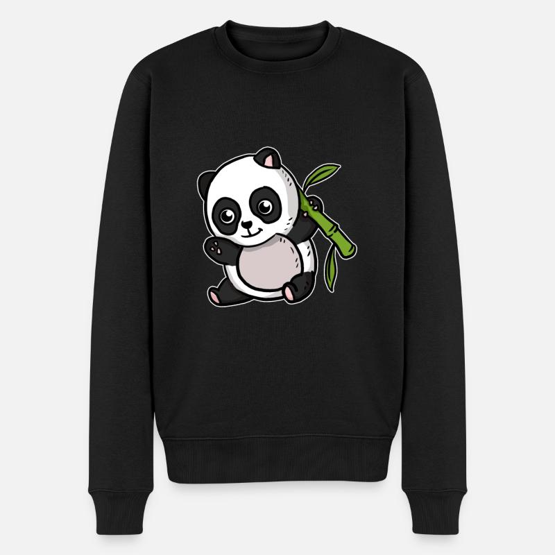 Cute Kawaii Panda Bear - Men's Premium Organic Jumper - black