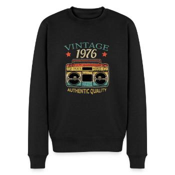 Vintage 1976 Radio Authentic Quality B-Day Gift - Men's Premium Organic Jumper - black - Front - Nico (187cm)