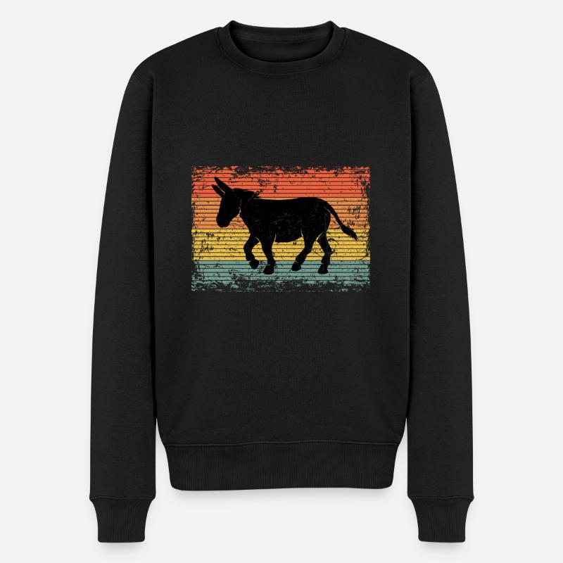 Vintage Esel Maultier Tier Geschenk - Männer Premium Bio Pullover - Schwarz