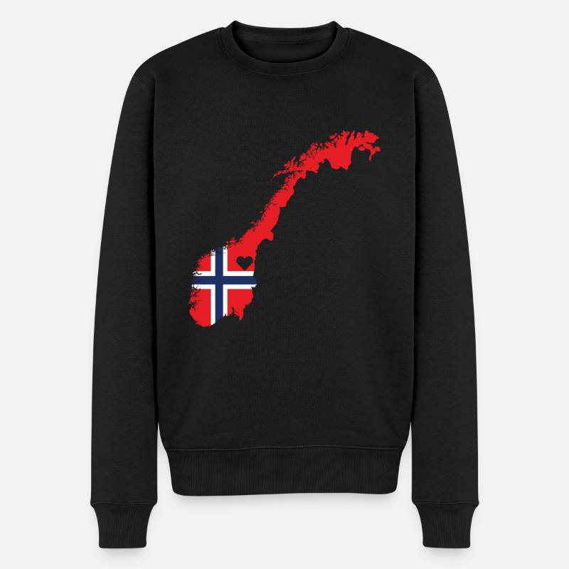 Liebe Norwegen Geschenk Norwegisch Stolz Herz - Männer Premium Bio Pullover - Schwarz