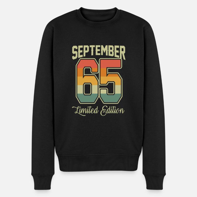 Vintage September 1965 Fun 55. Geburtstags - Männer Premium Bio Pullover - Schwarz