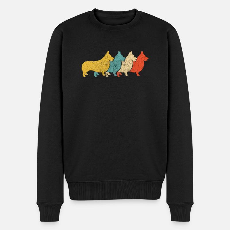 Vintage Retro Pop Art Corgi Hund - Männer Premium Bio Pullover - Schwarz