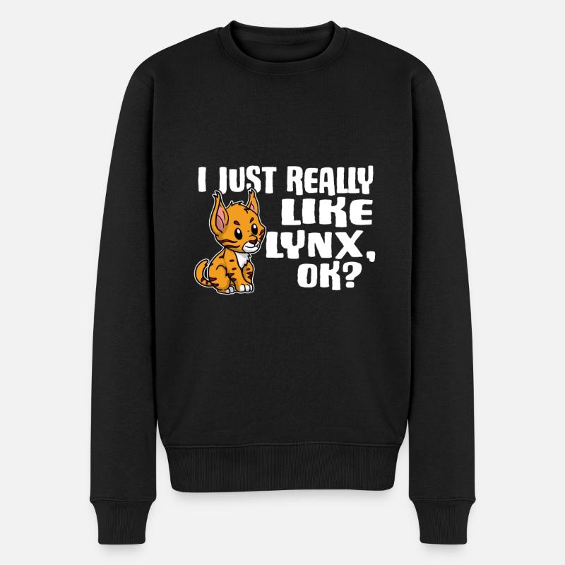 I Just Really Like Lynx Ok Luchs Geschenkidee - Männer Premium Bio Pullover - Schwarz