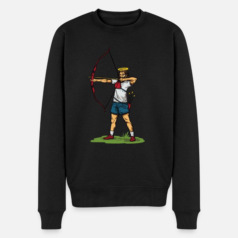 Coole Jesus Bogenschießen Geschenkidee - Männer Premium Bio Pullover - Schwarz