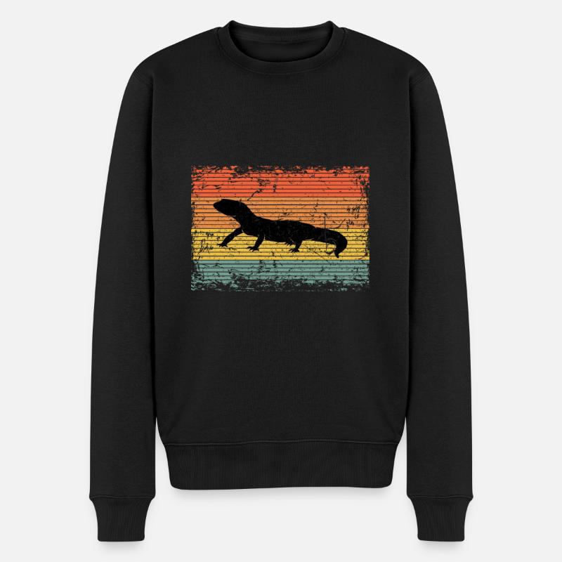 Vintage Gecko Eidechse Tier Geschenk - Männer Premium Bio Pullover - Schwarz