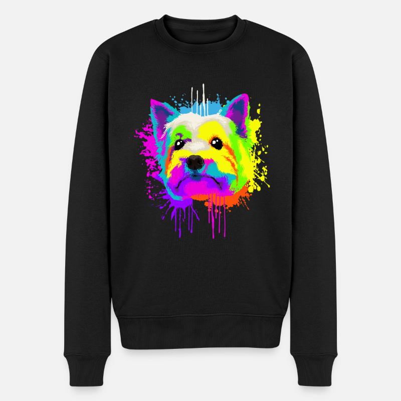 Splash Art West Highland White Terrier Hund - Männer Premium Bio Pullover - Schwarz