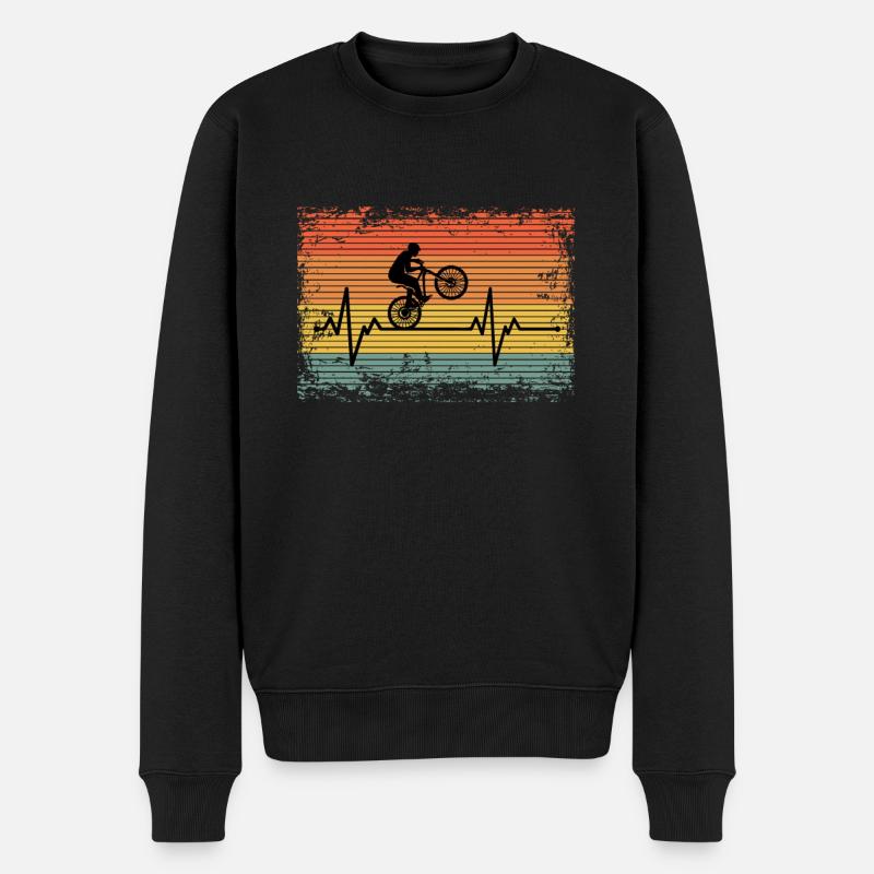Vintage Herzschlag Radfahren Geschenkidee - Männer Premium Bio Pullover - Schwarz