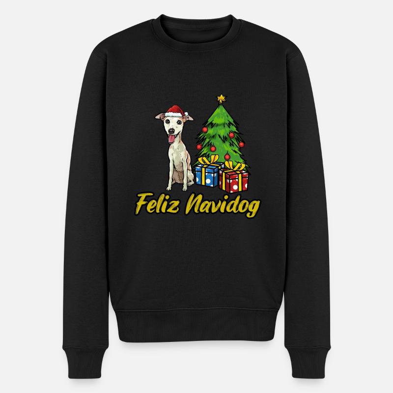 Feliz Navidog Whippet Hunde Geschenk - Männer Premium Bio Pullover - Schwarz