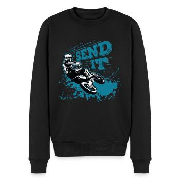 Send It! Motorcross Biker Dirt Bike Geschnkidee - Männer Premium Bio Pullover - Schwarz - Vorne - Nico (187cm)