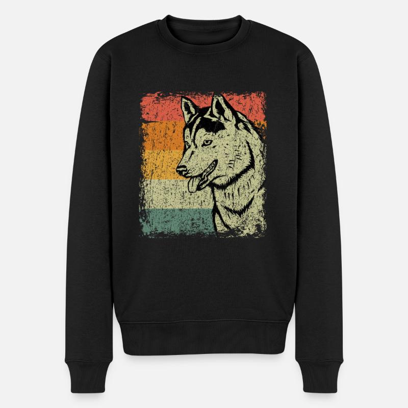 Cadeau De Siberian Husky Vintage - Pull Premium bio Homme - noir