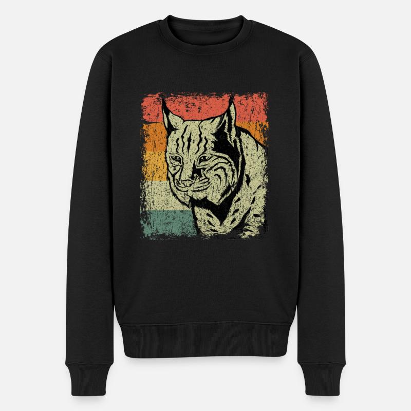 Vintage Luchs Wildtier Tier Geschenk - Männer Premium Bio Pullover - Schwarz