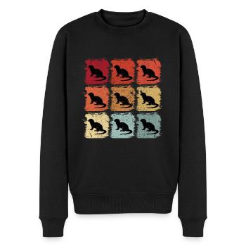 Retro Pop Art Otter Tier Geschenk - Männer Premium Bio Pullover - Schwarz - Vorne - Nico (187cm)