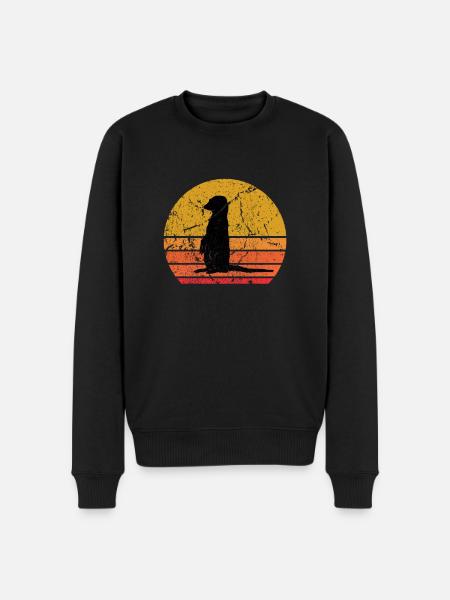 Retro Sun Meerkat Mongoose Gift - Men's Premium Organic Jumper - black
