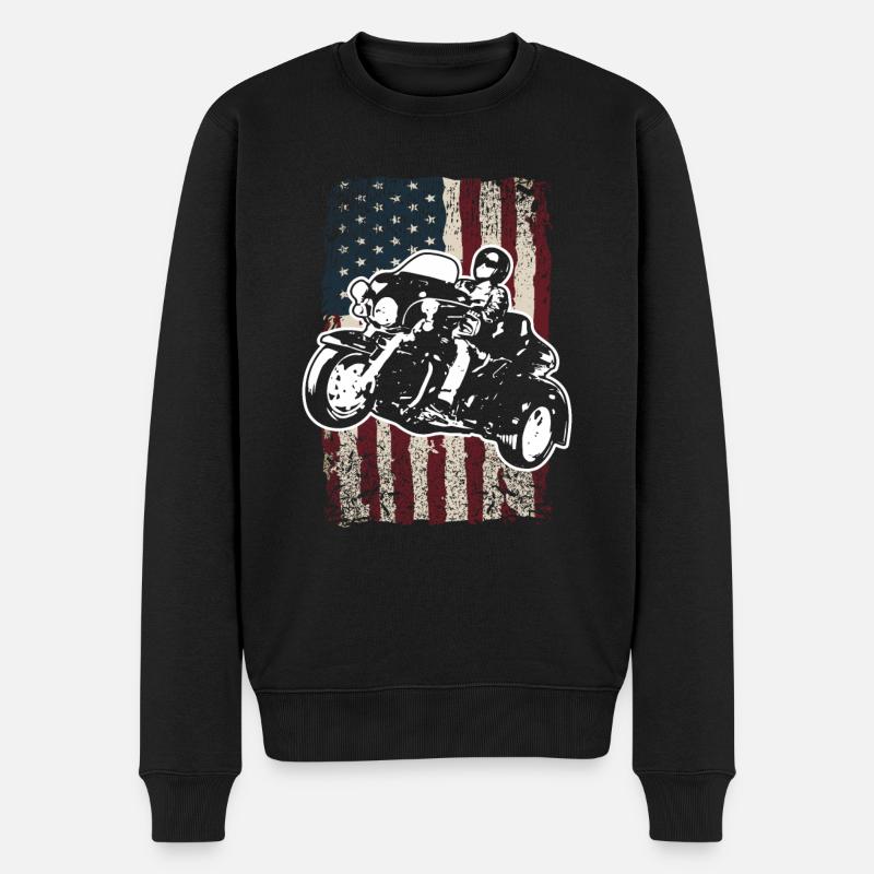 Drapeau américain Moto Trike - Pull Premium bio Homme - noir