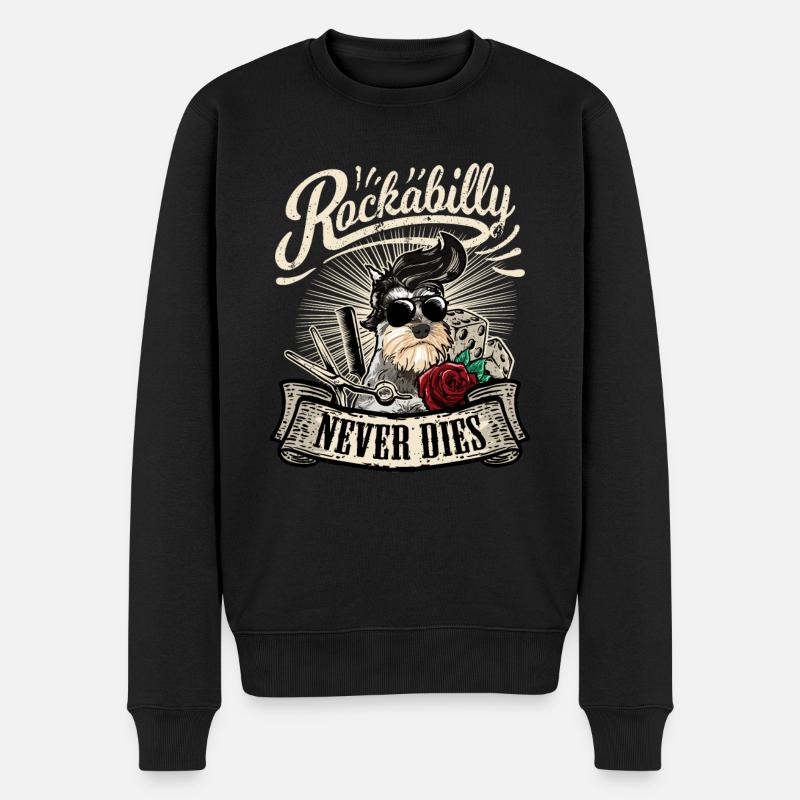 Rock n Roll Rockabilly Hund Schnauzer Friseur - Männer Premium Bio Pullover - Schwarz