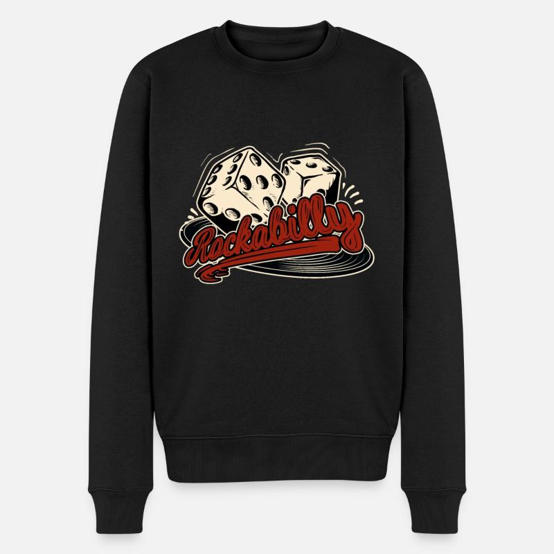 Rockabilly Rockmusik Retro Würfel 1950s Rocker - Männer Premium Bio Pullover - Schwarz