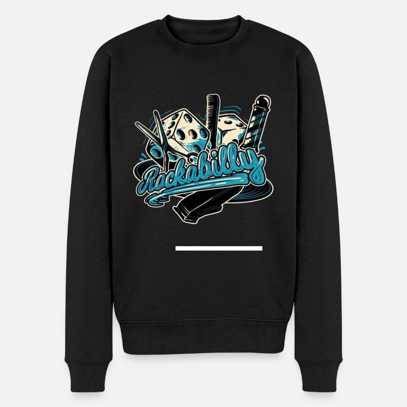 Rock Rockabilly Friseur Schere Kamm Barber - Männer Premium Bio Pullover - Schwarz