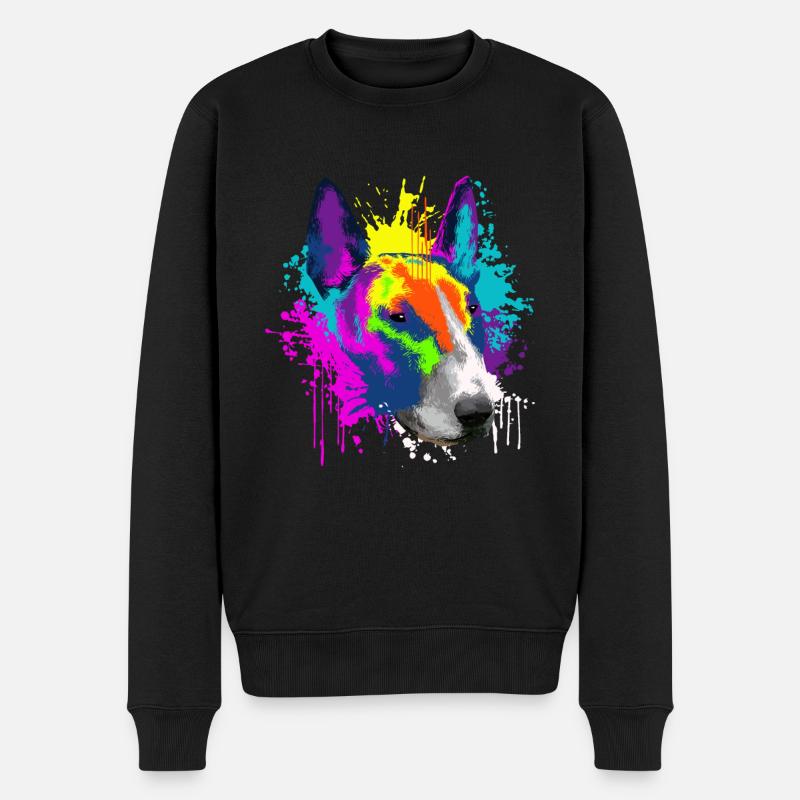 Splash Art Bullterrier Hund Hundehalter Geschenk - Männer Premium Bio Pullover - Schwarz