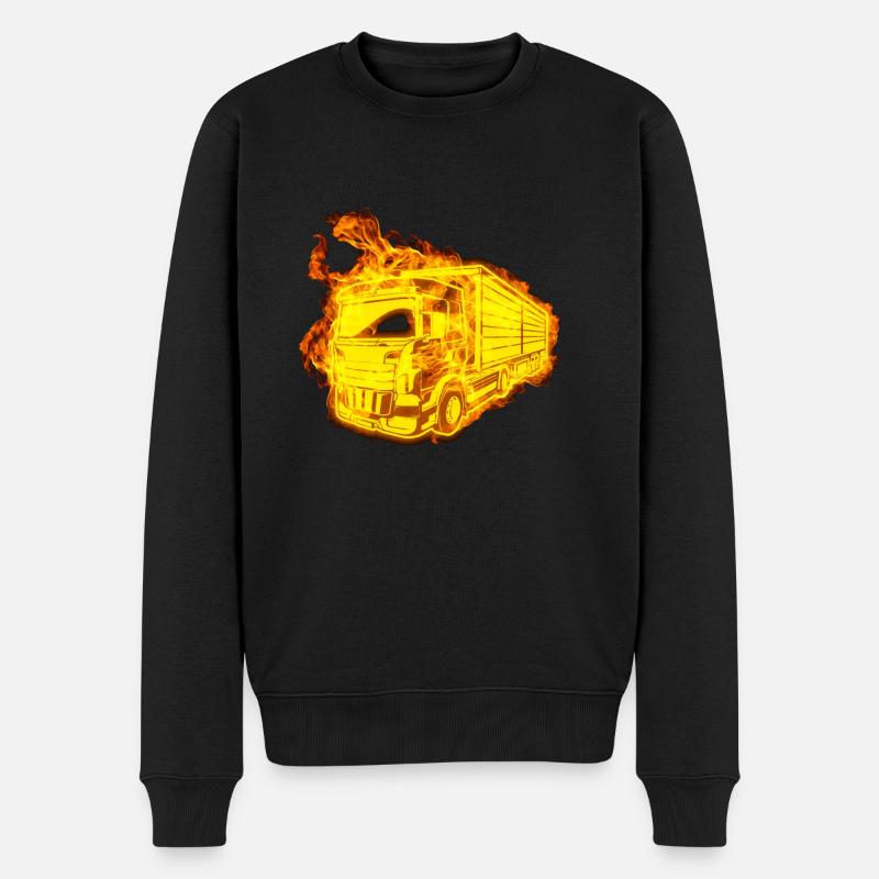 Incendie camion routier camionneur - Pull Premium bio Homme - noir