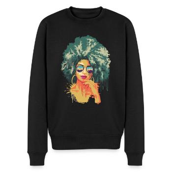 Vintage Retro Art 70's Afro Noir Africain - Pull Premium bio Homme - noir - Devant - Nico (187cm)