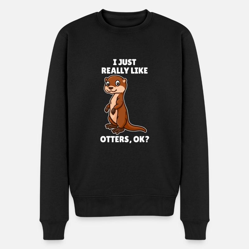 Otter Fischotter I Just Really Like Otters" - Männer Premium Bio Pullover - Schwarz