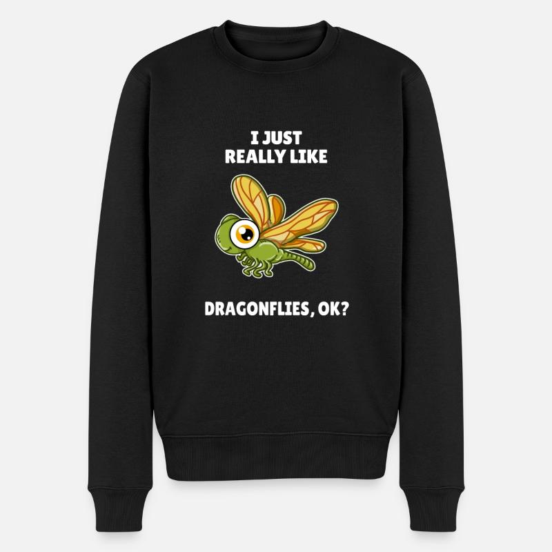 Mouche à dragon insecte J’aime vraiment les libellules OK - Pull Premium bio Homme - noir