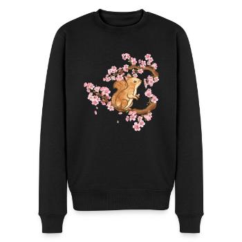 Japan Kirschblüte Eichhörnchen Japanische Kunst - Männer Premium Bio Pullover - Schwarz - Vorne - Nico (187cm)