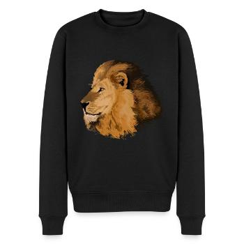 African Wild Animal Detailed Mane Lion - Men's Premium Organic Jumper - black - Front - Nico (187cm)