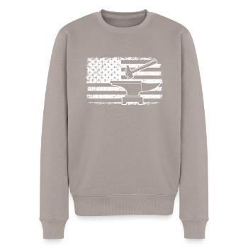 Blacksmith Metalsmith US Flag Patriotic American - Men's Premium Organic Jumper - taupe - Front - Nico (187cm)