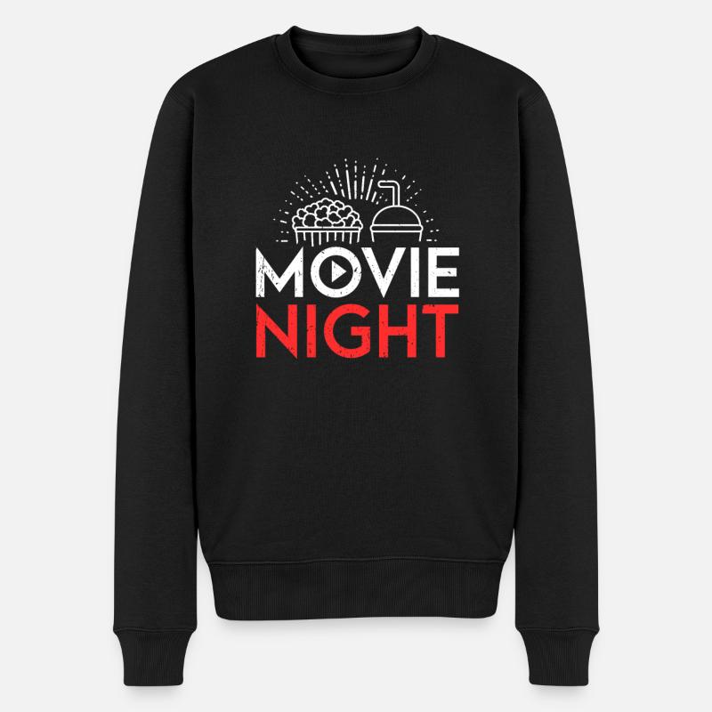 Kinoliebhaber Kino Filmeabend Popcorn Theater - Männer Premium Bio Pullover - Schwarz
