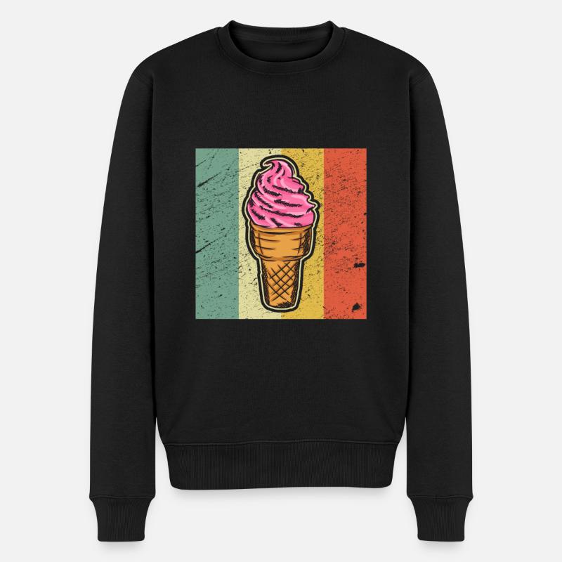 Retro Eiscreme Liebhaber Eiswaffel Sommer - Männer Premium Bio Pullover - Schwarz