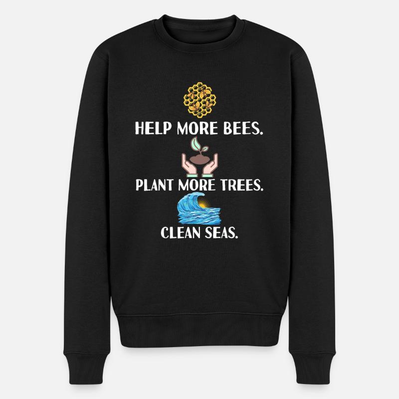 Umweltschutz Bienen Retten Bäume Pflanzen - Männer Premium Bio Pullover - Schwarz