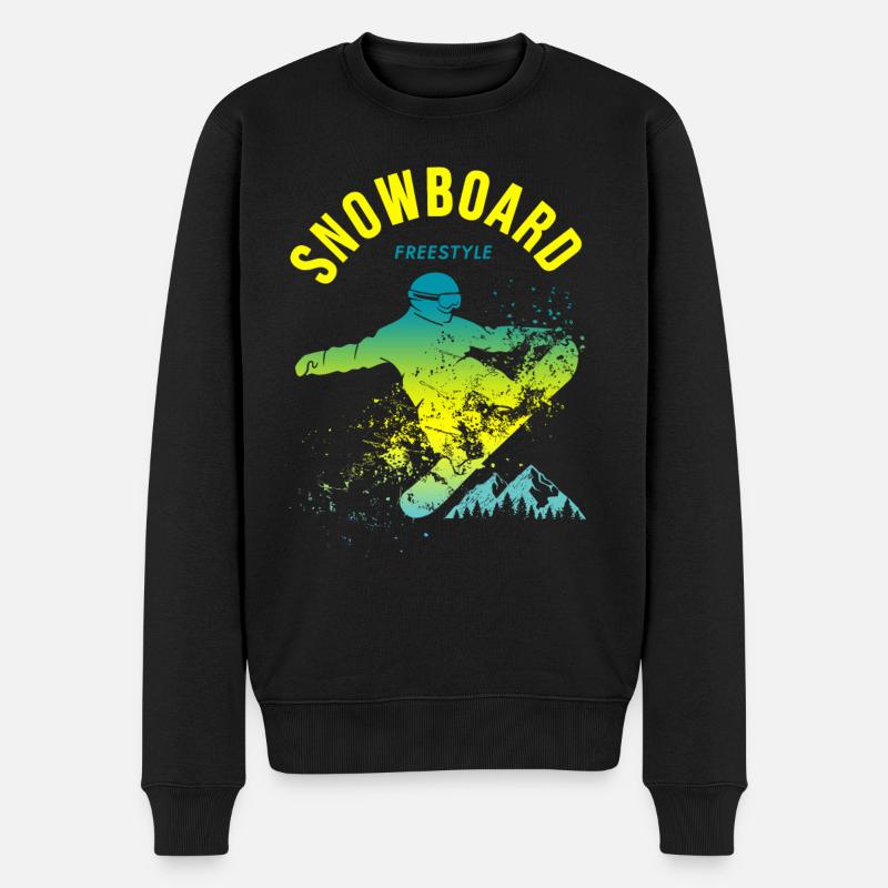 Snowboard freestyle sport mountain alpes - Pull Premium bio Homme - noir