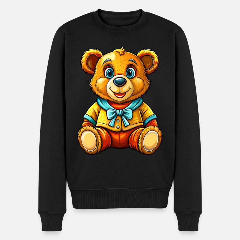 Teddy mit Pullover - Männer Premium Bio Pullover - Schwarz