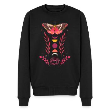 Papillon, Nature, Vintage, Phase lunaires, Plante - Pull Premium bio Homme - noir - Devant - Nico (187cm)